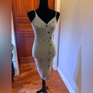 SUPER SOFT & STRETCHY Striped Button-Down Dress SZ med